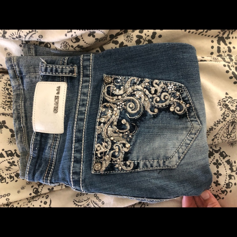 Grace boot cut jeans with studded pockets